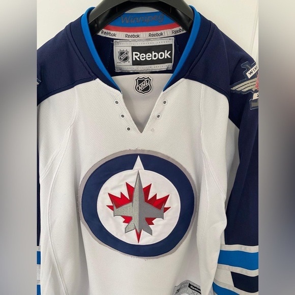 NHL WINNIPEG JETS * REEBOK White Blue Logo Jersey in XL - Picture 10 of 14
